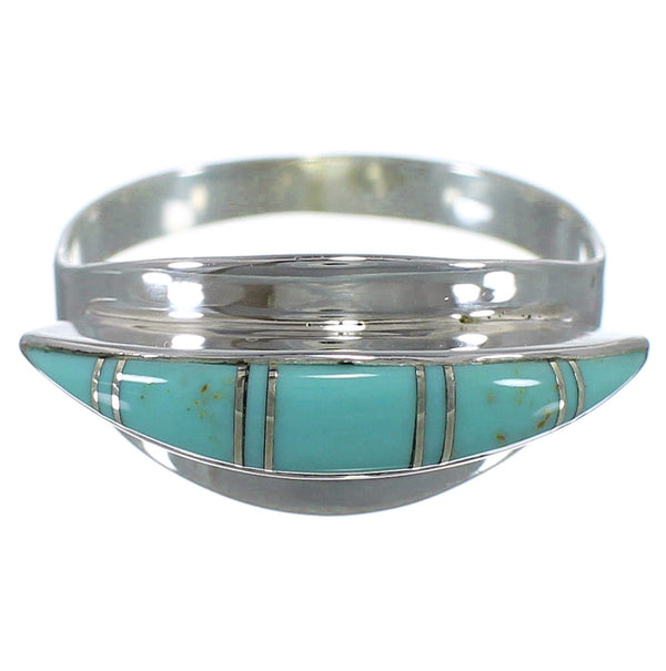 Genuine Sterling Silver Southwestern Turquoise Ring Size 5-3/4 QX86381