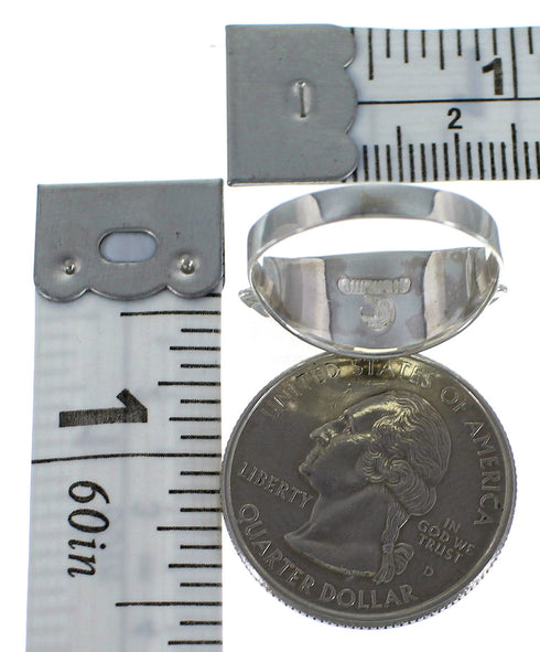 Magenta Turquoise Inlay And Silver Ring Size 5-1/4 EX45018