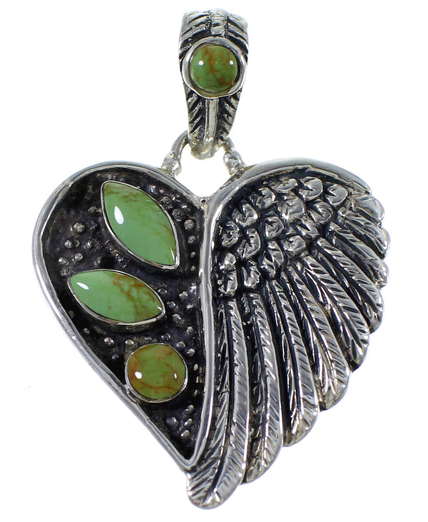 Southwest Authentic Sterling Silver Heart Turquoise Pendant PX43004