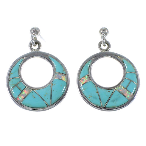 Opal Turquoise Inlay Post Dangle Earrings Jewelry CX45826