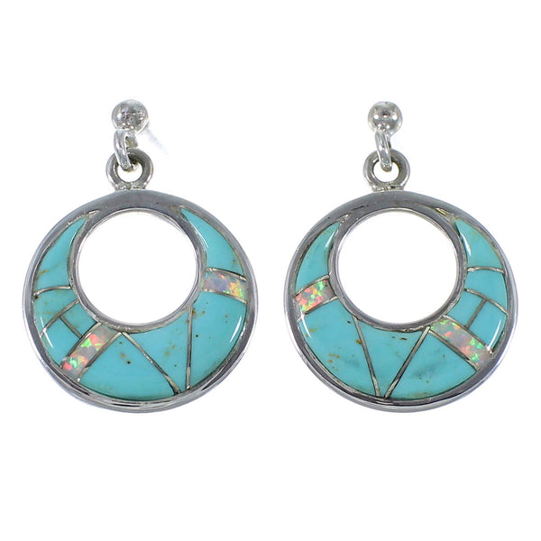 Opal Turquoise Inlay Post Dangle Earrings Jewelry CX45826