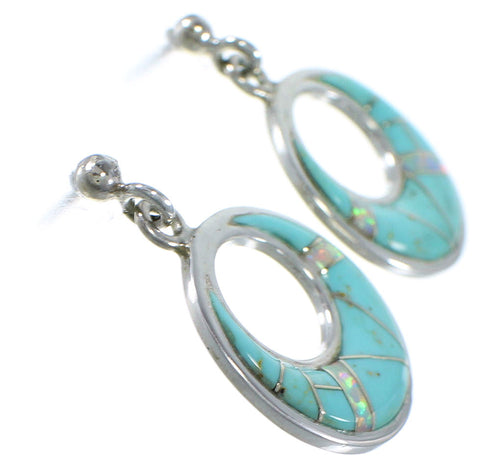 Opal Turquoise Inlay Post Dangle Earrings Jewelry CX45826