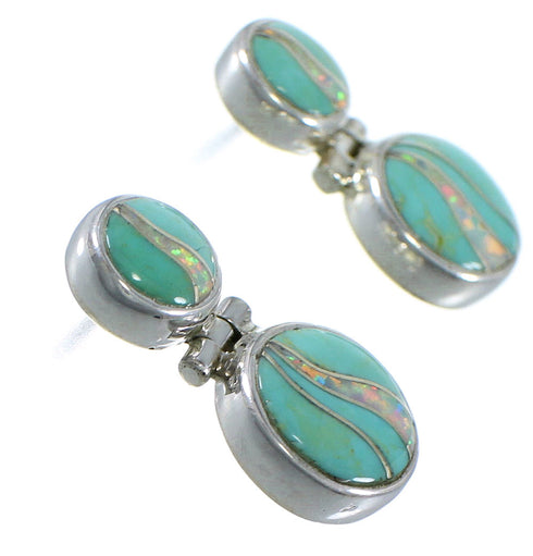 Southwest Turquoise Opal Genuine Sterling Silver Earrings CX45870