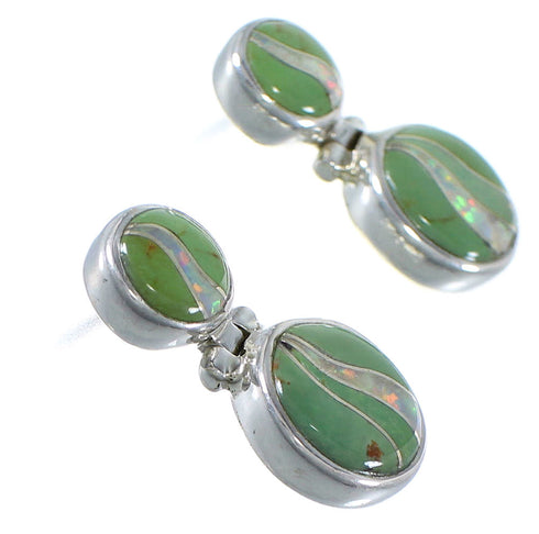 Turquoise Opal Southwest Silver Post Dangle Earrings CX45873