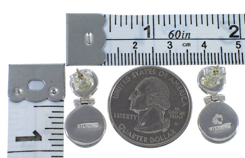 Turquoise Opal Southwest Silver Post Dangle Earrings CX45873