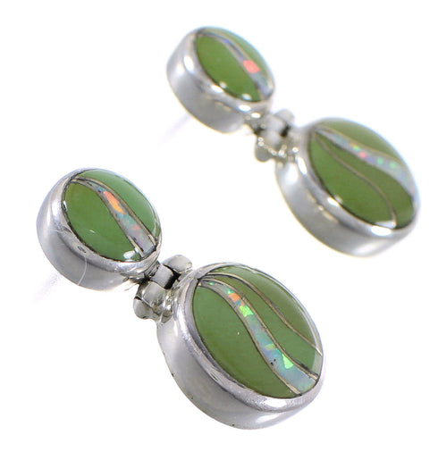 Opal Turquoise Inlay Post Dangle Earrings Jewelry CX45883