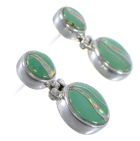Southwest Turquoise And Opal Inlay Post Dangle Earrings CX45884