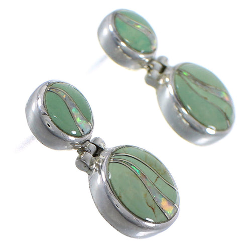 Southwest Turquoise And Opal Inlay Silver Earrings CX45885