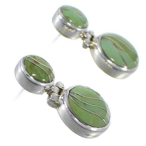 Genuine Sterling Silver Turquoise Post Dangle Earrings CX45900