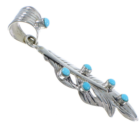 Turquoise Feather Genuine Sterling Silver Pendant CX46605