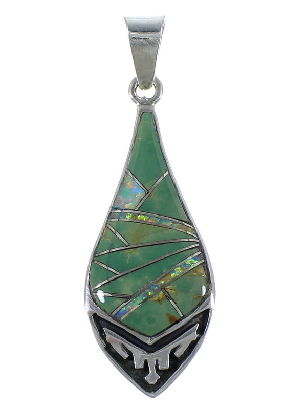 Southwestern Jewelry Silver Opal Turquoise Pendant CX46629