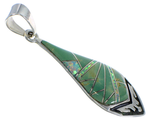 Southwestern Jewelry Silver Opal Turquoise Pendant CX46629