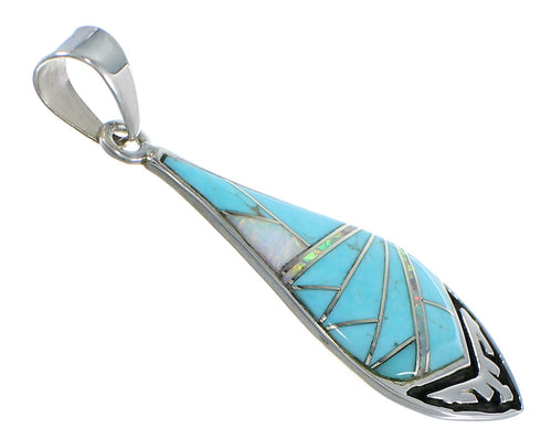 Turquoise And Opal Sterling Silver Southwestern Pendant CX46634