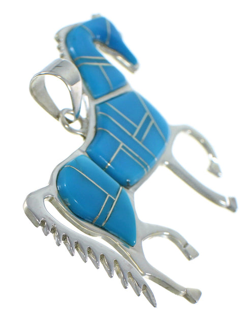 Southwestern Turquoise And Sterling Silver Horse Pendant CX46854