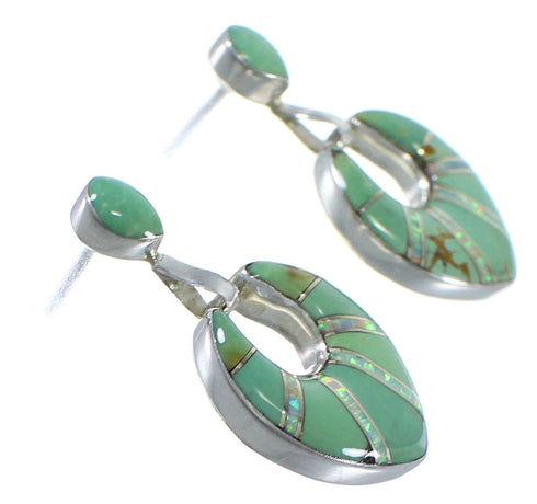 Genuine Sterling Silver Turquoise And Opal Inlay Earrings CX45051