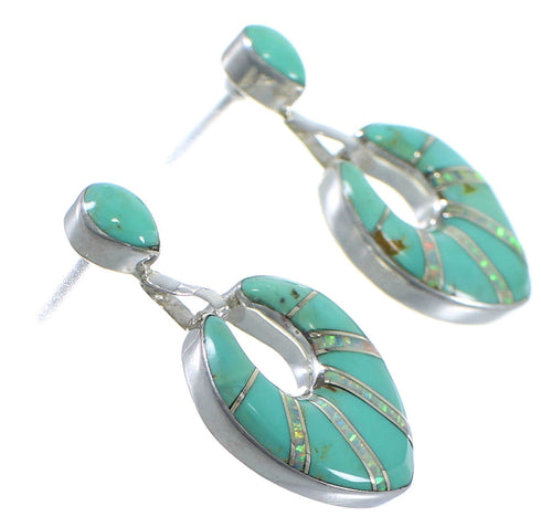 Southwestern Turquoise And Opal Inlay Earrings CX45055
