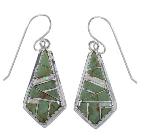Southwestern Turquoise And Opal Inlay Earrings CX45338