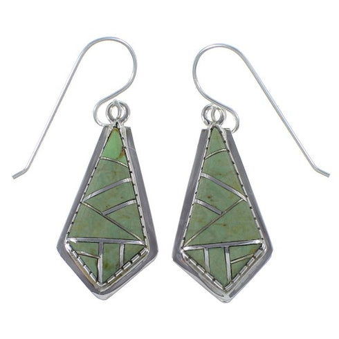 Southwestern Turquoise Silver Hook Dangle Earrings CX45348