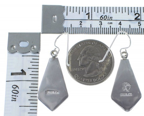 Southwestern Turquoise Silver Hook Dangle Earrings CX45348