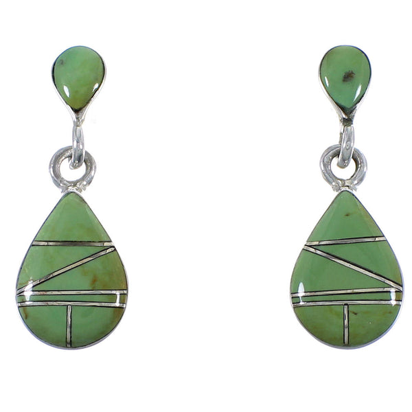 Southwestern Turquoise Jewelry Silver Post Dangle Earrings CX45477