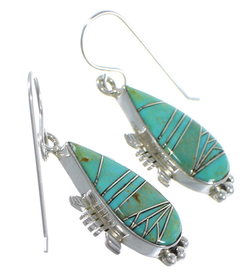 Silver Southwest Turquoise Hook Dangle Earrings CX45600