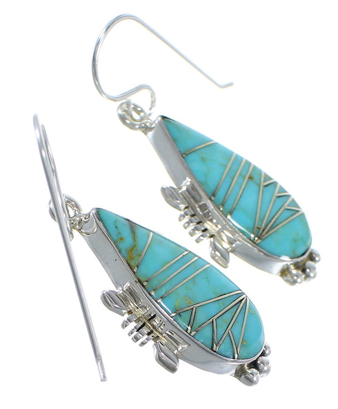 Genuine Sterling Silver Turquoise Jewelry Hook Earrings CX45602