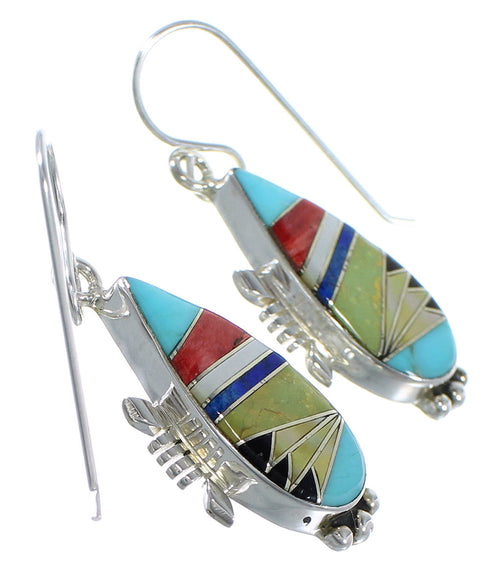 Southwestern Silver Multicolor Inlay Earrings CX45603