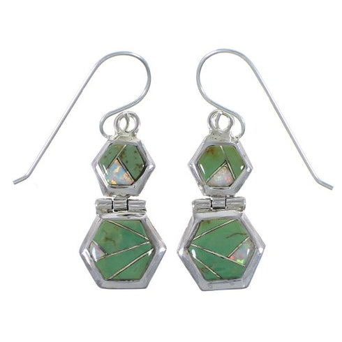 Turquoise And Opal Southwest Silver Earrings CX46937