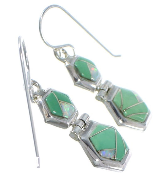 Turquoise And Opal Inlay Silver Earrings CX46939