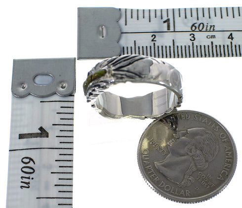 Sterling Silver And Turquoise Feather Ring Size 8-1/2 PX43714