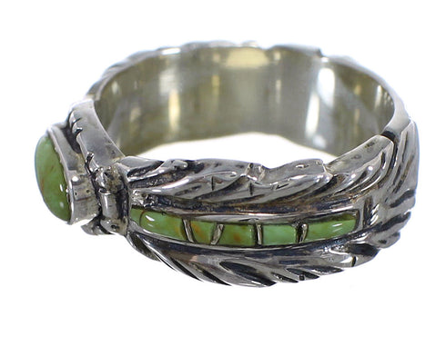 Turquoise Silver Jewelry Feather Ring Size 5 PX43743