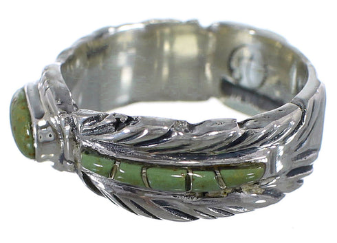 Feather Sterling Silver And Turquoise Ring Size 5-1/2 PX43754