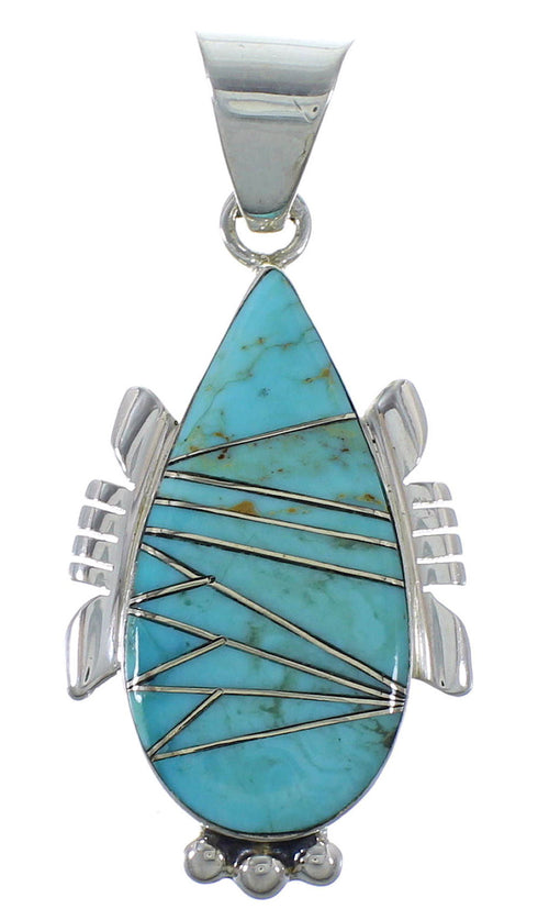 Southwest Turquoise Inlay Silver Pendant EX44411