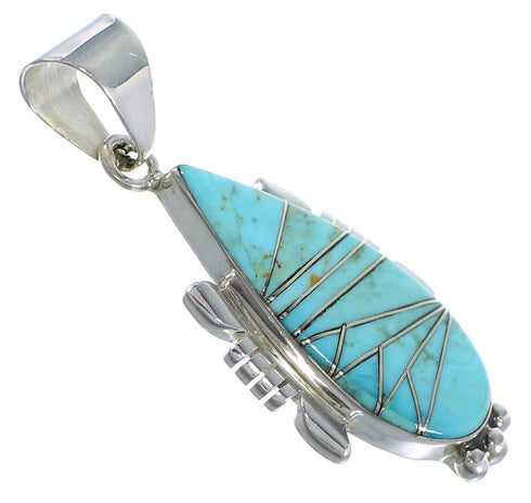 Southwest Turquoise Inlay Silver Pendant EX44411