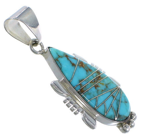 Turquoise Inlay Genuine Sterling Silver Pendant EX44415