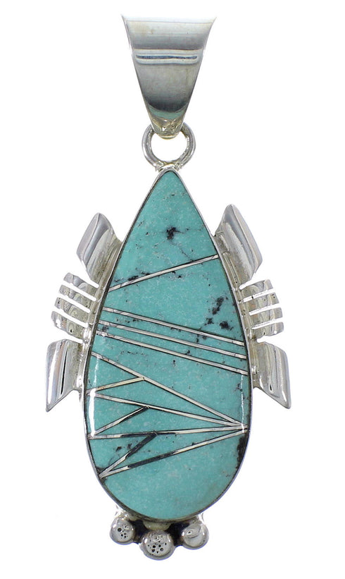 Turquoise Inlay Silver Slide Pendant EX44416
