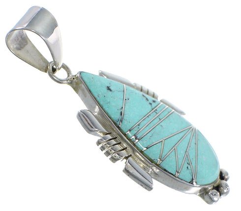 Turquoise Inlay Silver Slide Pendant EX44416