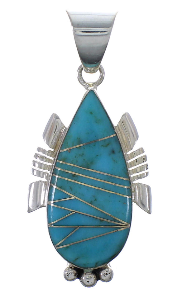 Southwest Turquoise And Sterling Silver Pendant EX44419