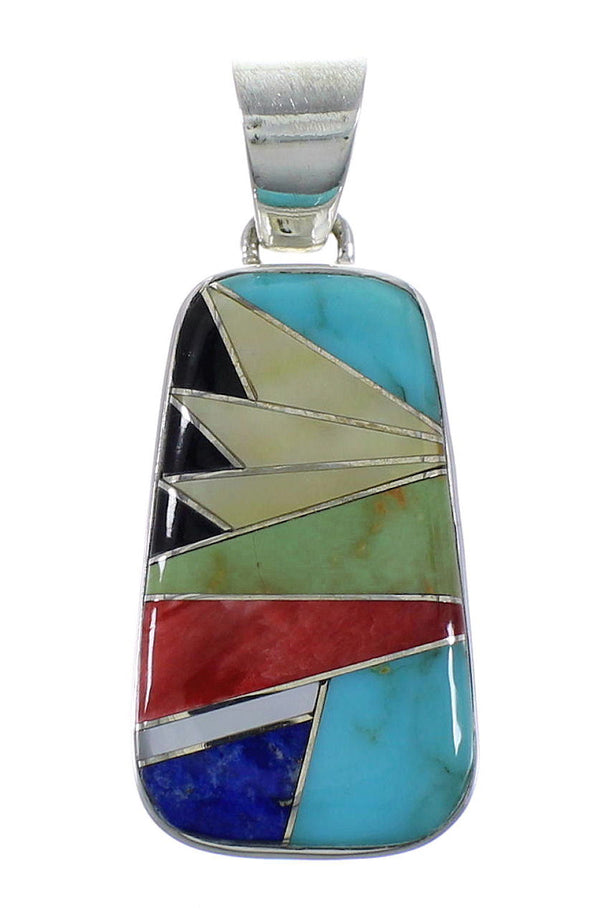 Multicolor Inlay Sterling Silver Slide Pendant EX44458