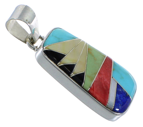Multicolor Inlay Sterling Silver Slide Pendant EX44458