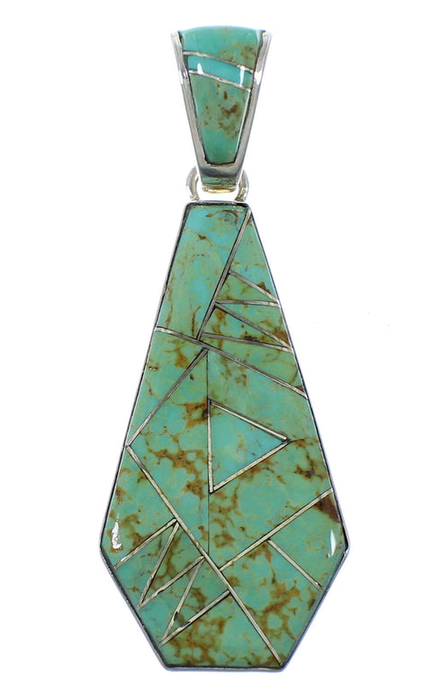 Turquoise Inlay Sterling Silver Reversible Pendant EX44466