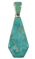 Turquoise Inlay Reversible Silver Pendant EX44469