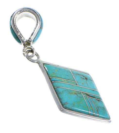 Turquoise Inlay Sterling Silver Slide Pendant EX44333