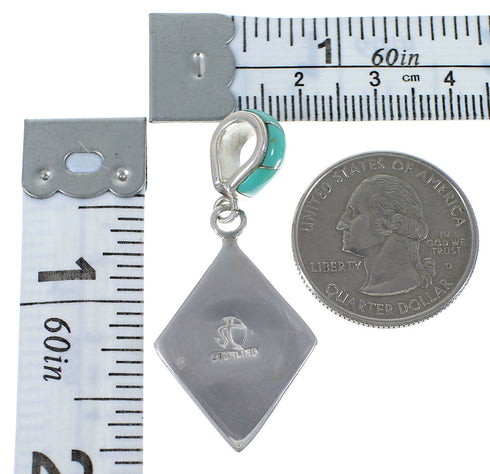 Turquoise Inlay Silver Southwest Pendant EX44343