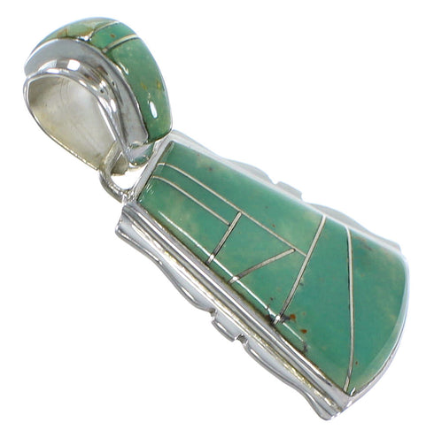 Genuine Sterling Silver Turquoise Inlay Pendant EX44363