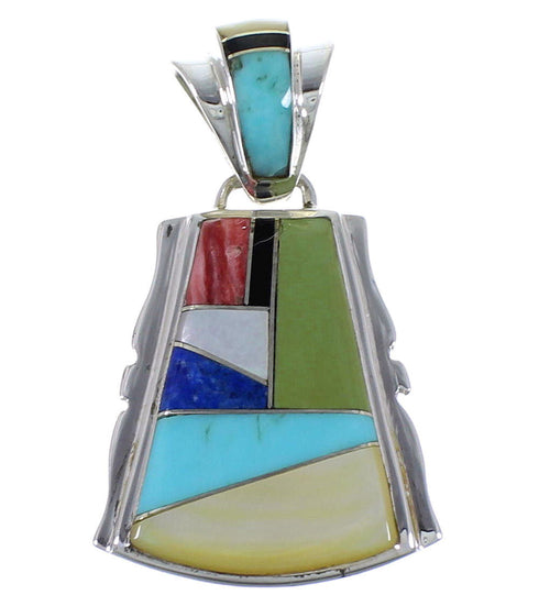 Multicolor Inlay Genuine Sterling Silver Pendant EX44372