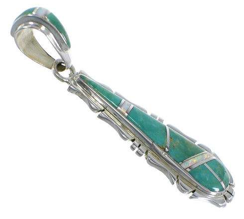 Turquoise And Opal Inlay Sterling Silver Pendant EX44386