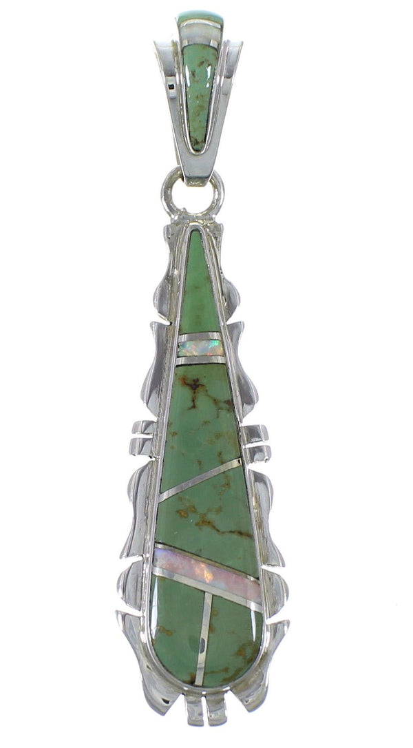 Turquoise And Opal Inlay Silver Pendant EX44389