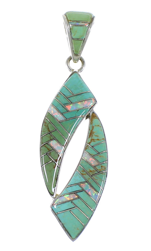 Southwest Turquoise And Opal Silver Pendant AX48831