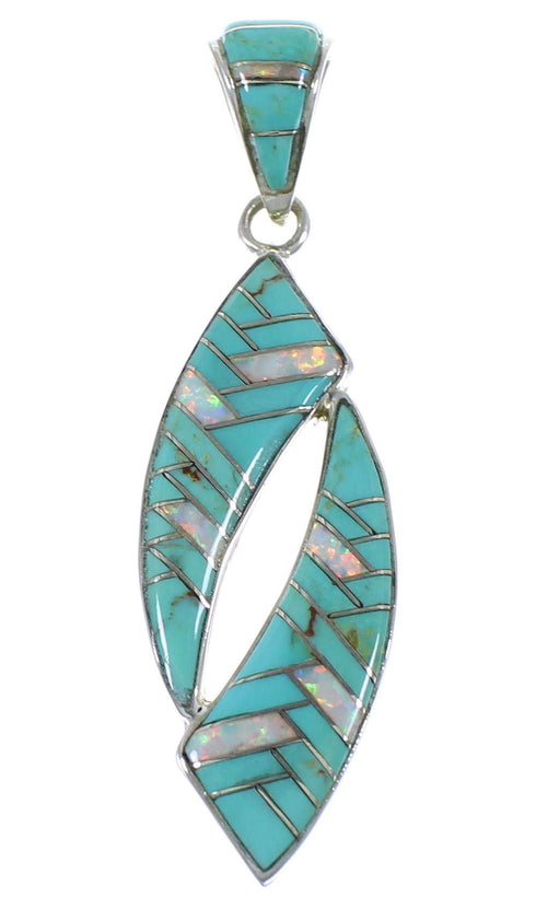 Southwestern Authentic Sterling Silver Turquoise Opal Pendant AX48837